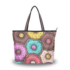 Imagem de Bolsa de ombro feminina My Daily com desenho colorido de donuts, Multi, Medium