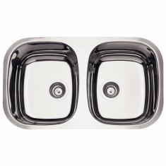 Imagem de Cuba Retangular Dupla Aço Inox Alto Brilho 77X45X15Cm
