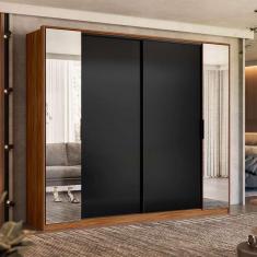 Imagem de guarda-roupa casal com espelho laredo 4 pt 4 gv nogueira e preto