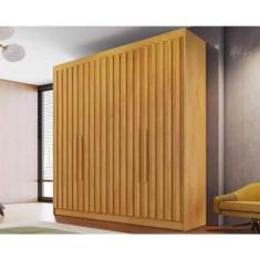 Imagem de Guarda Roupa 4 Portas Ripadas E 3 Gavetas Potente Peroba - Europa