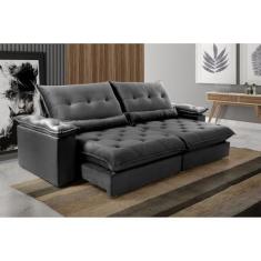 Imagem de Sofá Retrátil e Reclinável 3 Lugares Diamante Cinza