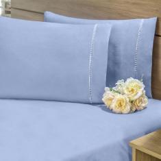 Imagem de Jogo Lençol Casal Queen Ponto Palito 3 Pcs 180 Fios Algodão - Relíquia