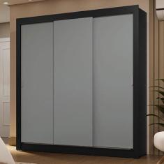 Imagem de Guarda-roupa Casal 3 Portas de Correr Preto/cinza Sublime Madesa