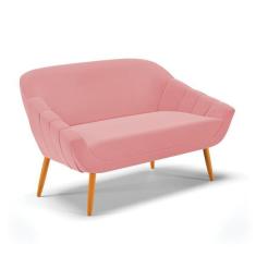 Imagem de Namoradeira 02 Lugares Giovana Suede Ros  P s Palito Castanho