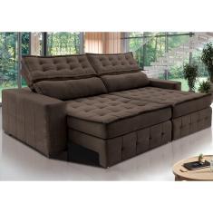 Imagem de Sofá Retrátil E Reclinável 2,75M Cama Inbox Big Puffer Com Softgel D40 Velupluma Café