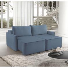 Imagem de Sofá Retrátil 220cm com Kit Entrada USB 4 Lugares Moon 2324 Azul