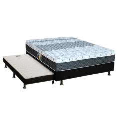 Imagem de Cama Box C/Auxiliar Casal: Colchão Castor Bonnel Class + Base Crc Courano Black(138X188)
