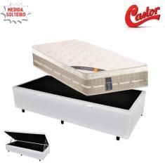 Imagem de Cama Box Baú Solteiro Sintético + Colchão Castor Premium Com Euro Pill