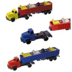 Imagem de Caminhao Boiadeiro Roda Livre Colors Com 8 Cavalos 32X6x6cm - Omotcha