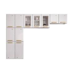 Imagem de Cozinha Compacta Diamante 3 Peças (2 Armários + 1 Paneleiro) C/ Vidro Branco - Telasul