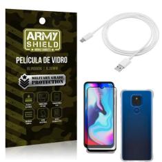 Imagem de Kit Moto E7 Plus Cabo Micro USB 2m + Capa Anti Impacto + Película Vidr