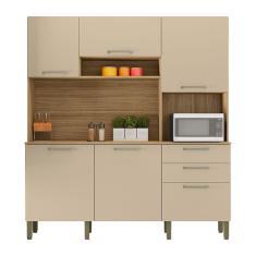 Imagem de Armário de Cozinha Compacta 6 Portas e 2 Gavetas 180cm Dali Freijó/Vanilla - Pallazio