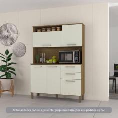 Imagem de Cozinha Compacta 5 Portas E 2 Gavetas Com Tampo Luciane Móveis Carvalho Arenas