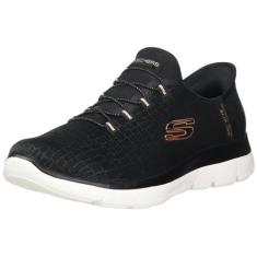 Imagem de Skechers Tênis feminino Hands Free Slip-ins Summits Classy Night, Preto, ouro rosa, 34