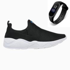 Imagem de Tênis Masculino Esporte Cadarço Academia Corrida Macio Dia a Dia + Relógio-Masculino