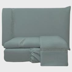 Imagem de Jogo Lençol Queen Lenny Guipir 4 pçs Cinza