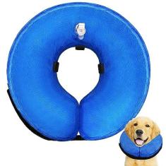 Imagem de Coleira de cone para cães pequenos, médios e grandes após cirurgia, coleira inflável para pescoço de cachorro, cone ajustável para cães, coleira eletrônica para recuperação de cães, alternativa de cones macios para cães, cones de proteção para cães