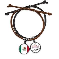 Imagem de DIYthinker Pulseira de couro com corrente de mão com bandeira nacional do México da América do Norte
