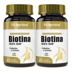 Imagem de Kit 2X Biotina 150% Idr Cabelos E Unhas 60 Cápsulas Softgel Fitoprime