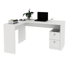 Imagem de Escrivaninha/mesa Escritório de Canto com 2 gavetas Multimóveis Cr25032 Branca