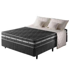 Imagem de Cama Box Casal + Colchão Ortopédico Espuma D45 Extra Firme Preto