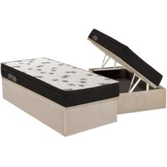 Imagem de Cama Box Baú Solteiro: Colchão Espuma D45 Ortobom Ligh Saúde Ortopillow + Base crc Suede Clean(88x188)