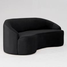 Imagem de Sofá Curvo Montserrat 180cm 03 Lugares Veludo Preto - Nexta Casa