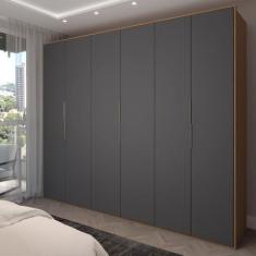 Imagem de Guarda-Roupa Casal Galeão 6 Portas 6 Gavetas Amêndola Touch/Grafito -