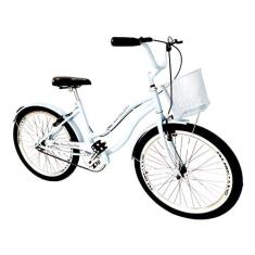 Imagem de Bicicleta feminina aro 26 passeio sem marchas c/cesta Branc