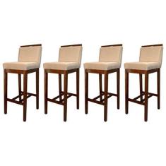 Imagem de Kit 4 Banquetas Alta Estofadas para Bancada Líbia Madeira Capuccino Su