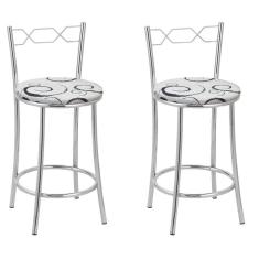 Imagem de Kit 2 Banquetas Cromadas Bc51-c - E523 Cromada/Branco