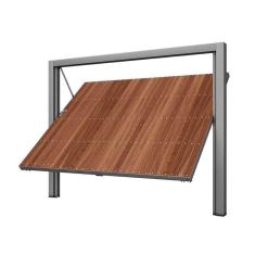 Imagem de Portão Contrapeso de Aço Galvanizado com Painel em Madeira 220x240 Req: 8,7 Cinza/Amadeirado