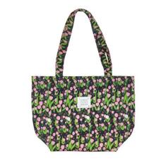 Imagem de WisePoint Bolsa de ombro, sacola de algodão estética fofa para mulheres, bolsas de compras leves e reutilizáveis, Preto