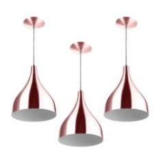 Imagem de Kit 3 Lustres Pd Gota Média Alumínio 30cm Gold Rose
