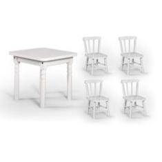 Imagem de Conjunto Infantil 60x60 Com 4 Cadeiras - Branca - BTB Móveis