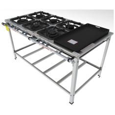 Imagem de Fogão Industrial Inox Gastromaq 6 Bocas Encosto Mista Com Chapa Fgi306emch