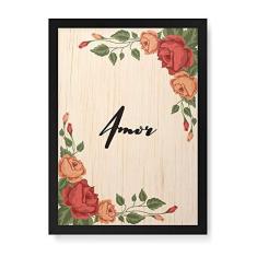 Imagem de Arte Maníacos Quadro Decorativo em Madeira Amor Flores - 23x16,25cm (Moldura caixa em laca )