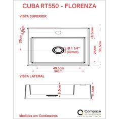 Imagem de Cuba Para Banheiro Rt55w Retangular Florenza Compace 