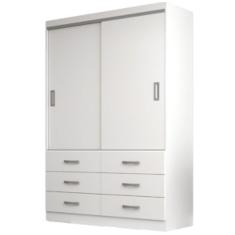 Imagem de Guarda Roupa Veneza Solteiro 2 Portas 6 Gavetas Evidencia Cor Branco