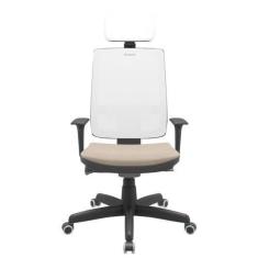 Imagem de Cadeira Office Brizza Tela Branca Com Encosto Assento Poliester Fendi