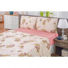 Imagem de Jogo De Cama Malha Casal Quality 04 Peças Estampa Rosê