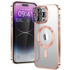 Imagem de (2024) Capa magnética transparente para iPhone 13 Pro com MagSafe, com proteção para lente de câmera e protetor de tela, capa de telefone fina fina magnética segura para mulheres meninas homens para