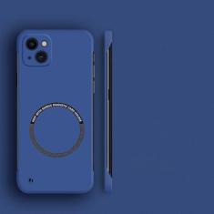 Imagem de Capa de telefone magnética sem moldura de pc duro para iphone 15 14 pro max 13 12 11 pro mini 14 plus capa fina fosca, azul escuro, para iphone 13
