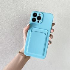 Imagem de Capa de telefone de silicone macio para iPhone 14 11 12 13 Pro Max XR X XS Max 6 6S 7 8 Plus SE 2020 12 Mini 13Pro Capa para cartão carteira, azul, para iPhone 12 Pro