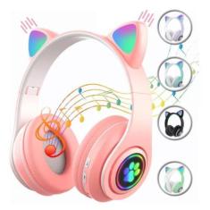 Imagem de Fone de ouvido over-ear gamer sem fio CAT STN-28 rosa com luz LED - Ki