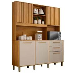 Imagem de Armário de Cozinha Diamante 5 Portas 2 Gavetas Valdemóveis Cor Cinamomo Off White