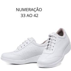 Imagem de Tênis Anabela Feminino Casual Sapatenis Branco Confortável Enfermagem