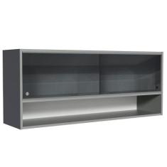 Imagem de Armário de Cozinha Aéreo 2 Portas de Correr de Vidro Neutral e 1 Nicho