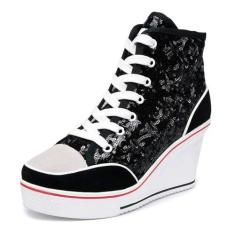 Imagem de Jiu du Tênis feminino com lantejoulas, plataforma, plataforma, plataforma, cadarço, cano alto, Lantejoulas, 40