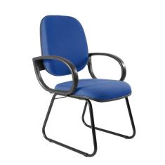 Imagem de Cadeira Escritório Interlocutor Diretor Sky Estofada com Braço Orelha Metal Wood Design Azul